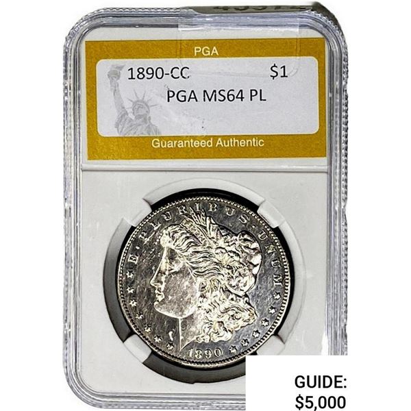 1890-CC Morgan Silver Dollar PGA MS64 PL
