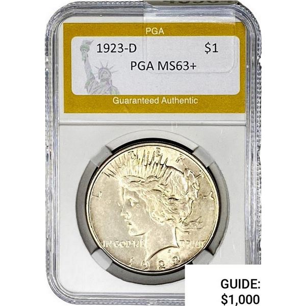 1923-D Silver Peace Dollar PGA MS63+
