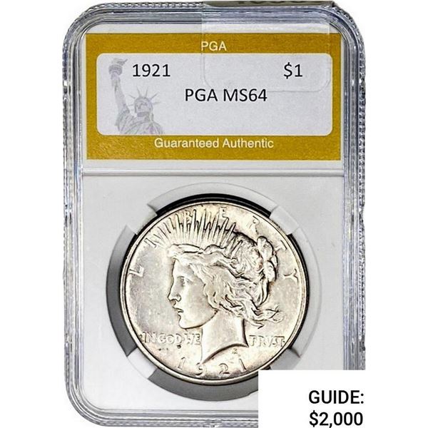 1921 Silver Peace Dollar PGA MS64