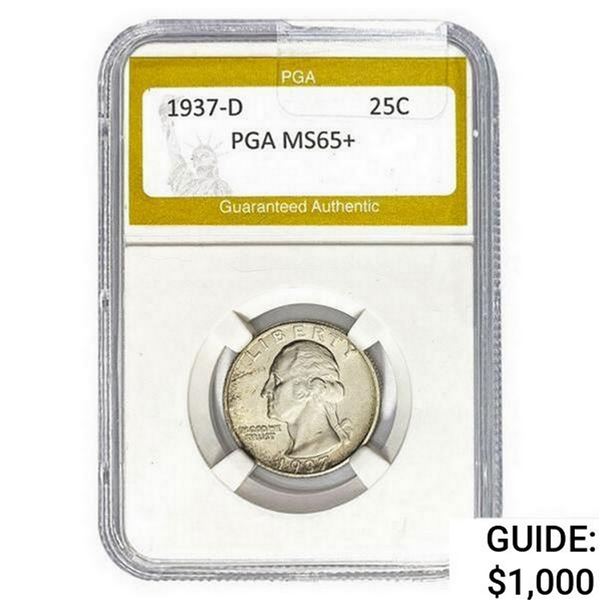 1937-D Washington Silver Quarter PGA MS65+