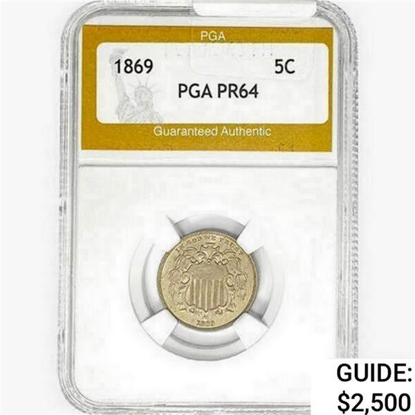 1869 Shield Nickel PGA PR64