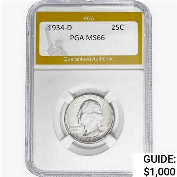 1943-D Washington Silver Quarter PGA MS66