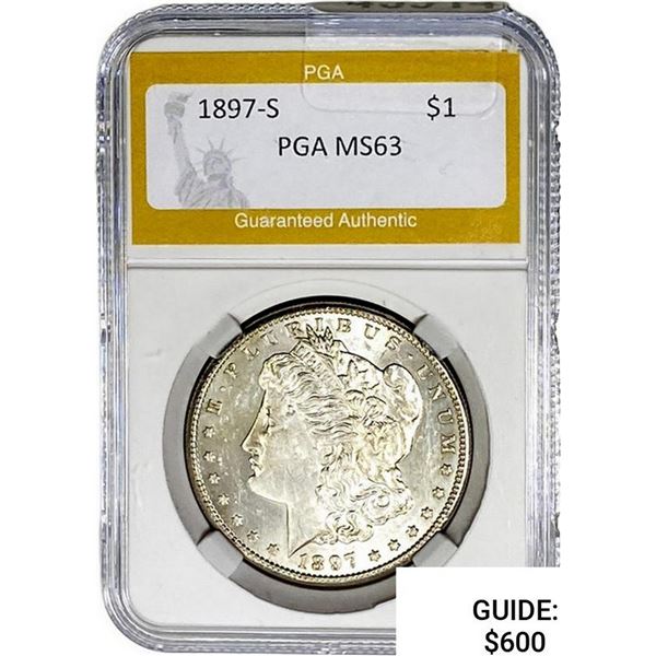 1897-S Morgan Silver Dollar PGA MS63