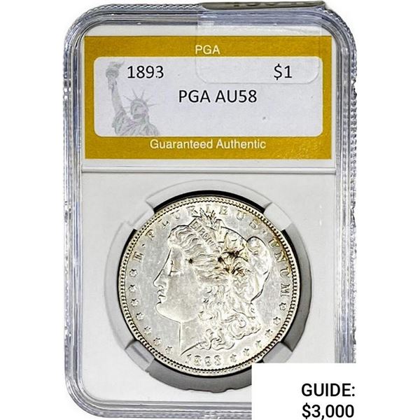 1893 Morgan Silver Dollar PGA AU58