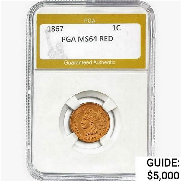 1867 Indian Head Cent PGA MS64 RED