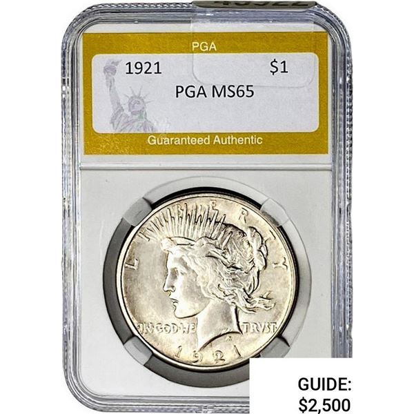 1921 Silver Peace Dollar PGA MS65