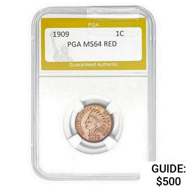 1909 Indian Head Cent PGA MS63 Red