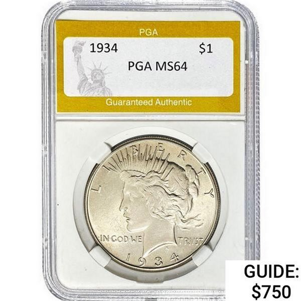 1934 Silver Peace Dollar PGA MS64