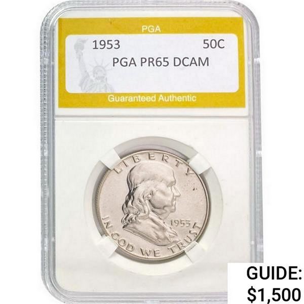 1953 Franklin Half Dollar PGA PR65 DCAM