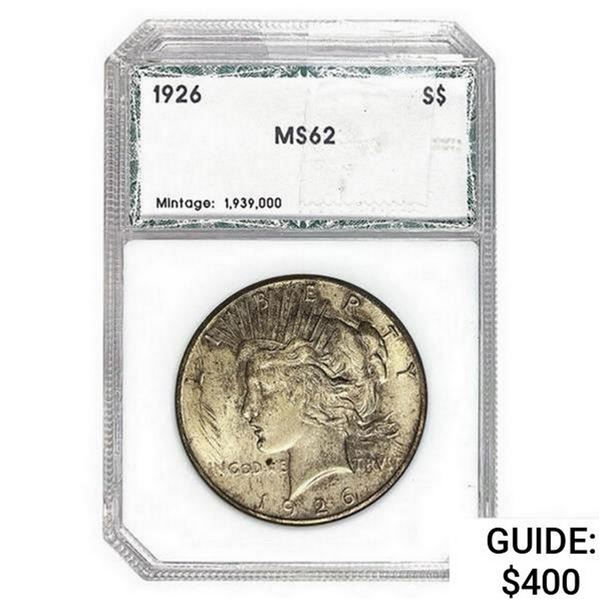 1926 Silver Peace Dollar PCI MS62
