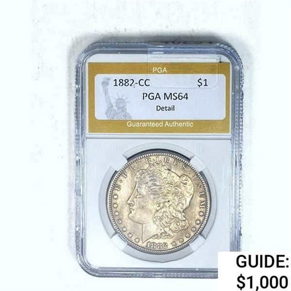 1882-CC Morgan Silver Dollar PGA MS64 Detail