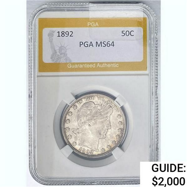 1892 Barber Half Dollar PGA MS64