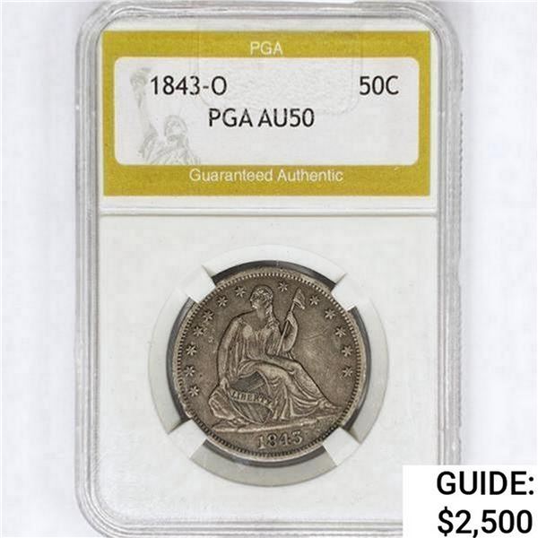 1843-O Seated Liberty Half Dollar PGA AU50
