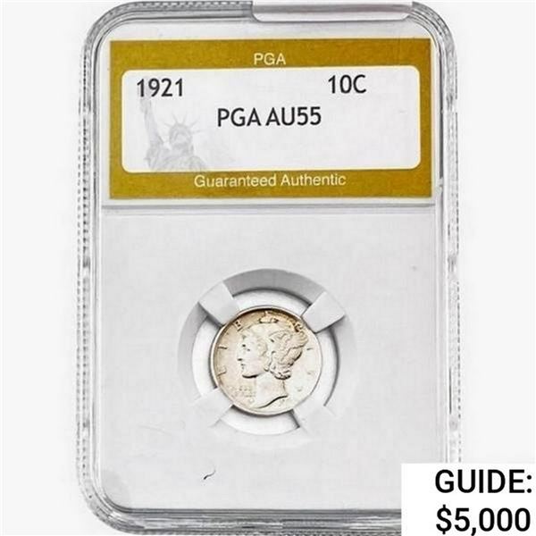 1921 Mercury Silver Dime PGA AU55