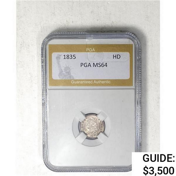 1835 Capped Bust Half Dime PGA MS64