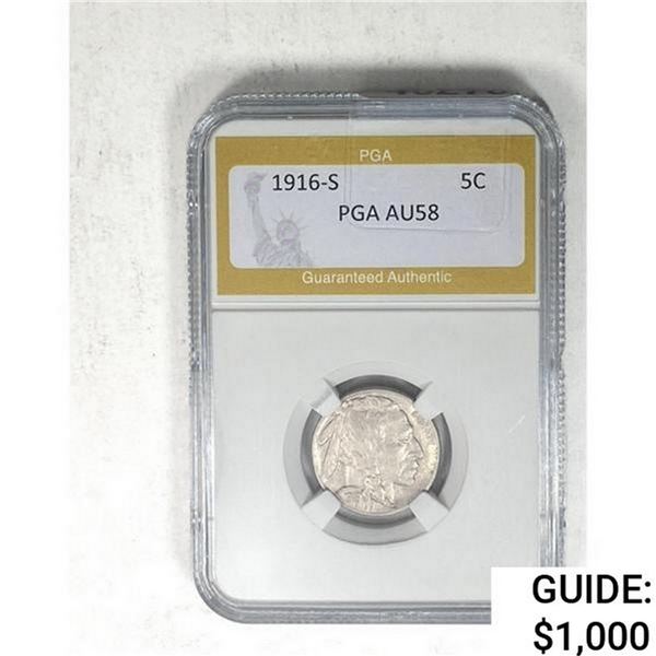 1916-S Buffalo Nickel PGA AU58