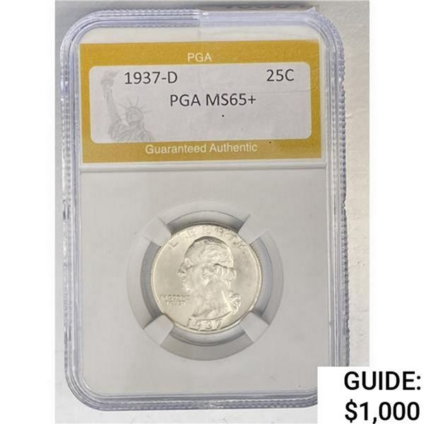 1937-D Washington Silver Quarter PGA MS65+