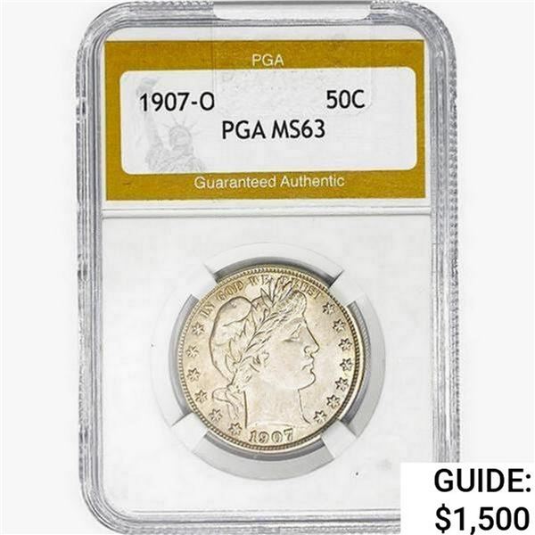 1907-O Barber Half Dollar PGA MS63