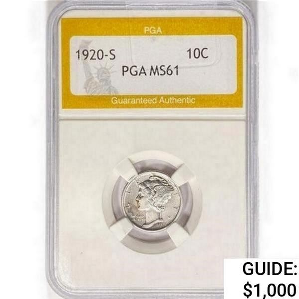 1920-S Mercury Silver Dime PGA MS61