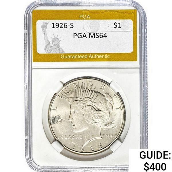 1926-S Silver Peace Dollar PGA MS64