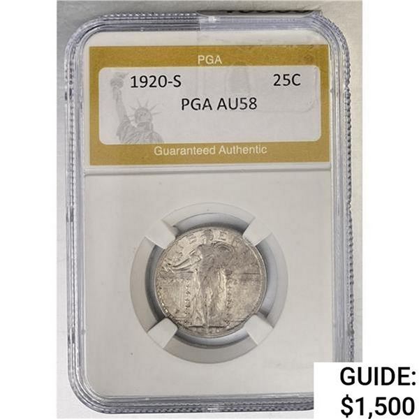 1920-S Standing Liberty Quarter PGA AU58