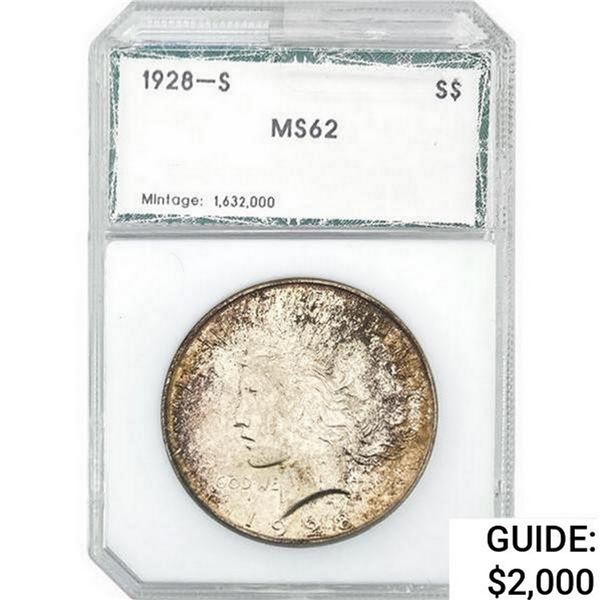 1928-S Silver Peace Dollar PCI MS62