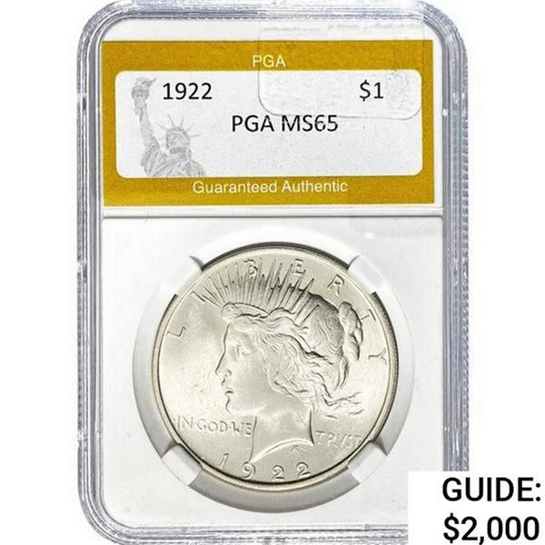 1922 Silver Peace Dollar PGA MS65