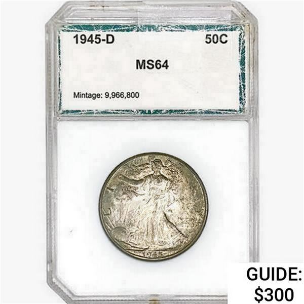 1945-D Walking Liberty Half Dollar PCI MS64