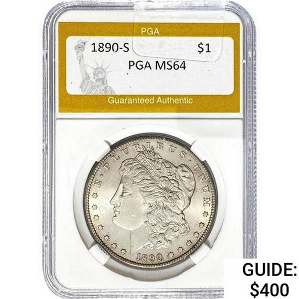 1890-S Morgan Silver Dollar PGA MS64