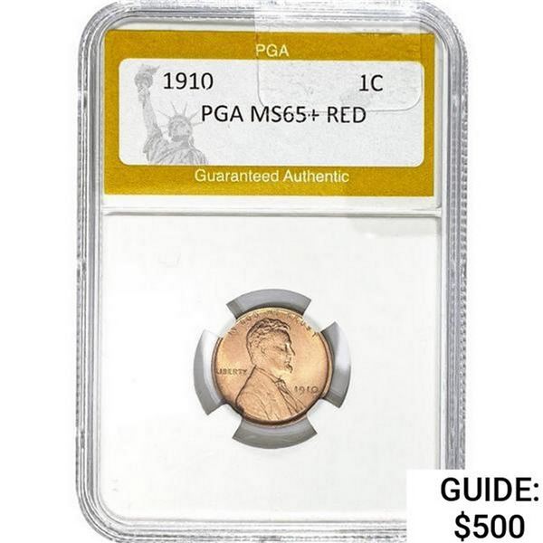 1910 Wheat Cent PGA MS65+ Red
