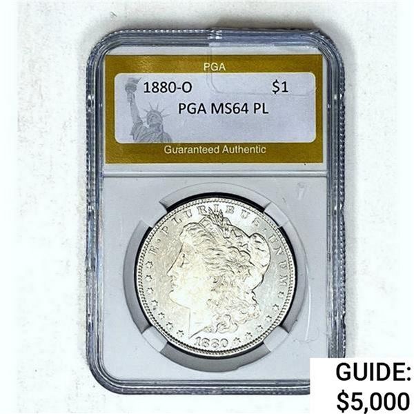 1880-O Morgan Silver Dollar PGA MS64 PL