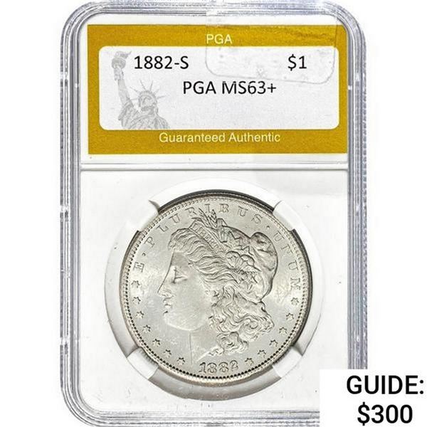 1882-S Morgan Silver Dollar PGA MS63+