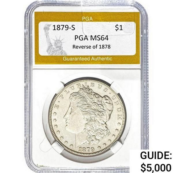 1879-S REV. 78 Morgan Silver Dollar PGA MS64