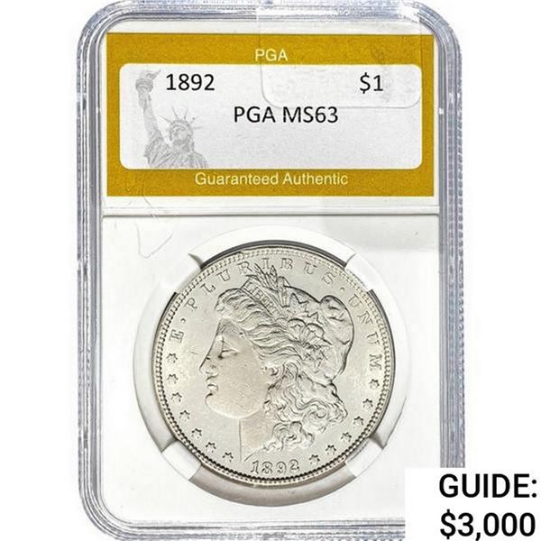 1892 Morgan Silver Dollar PGA MS63
