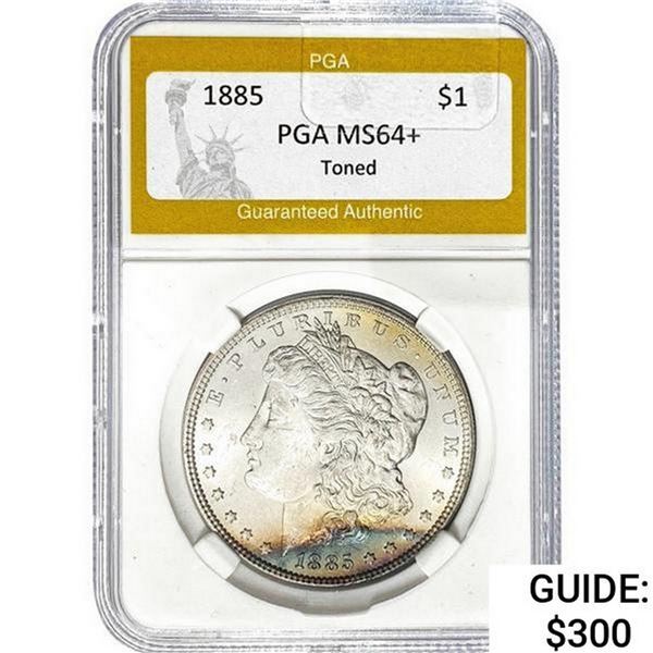 1885 Morgan Silver Dollar PGA MS64+ Toned