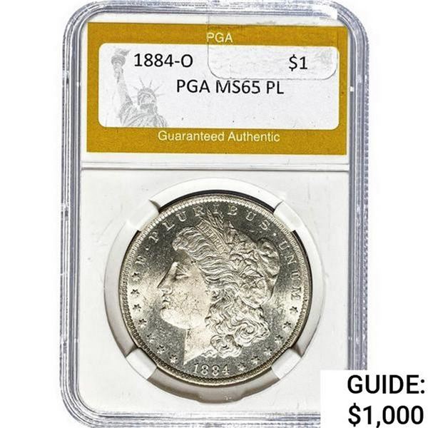 1884-O Morgan Silver Dollar PGA MS65 PL