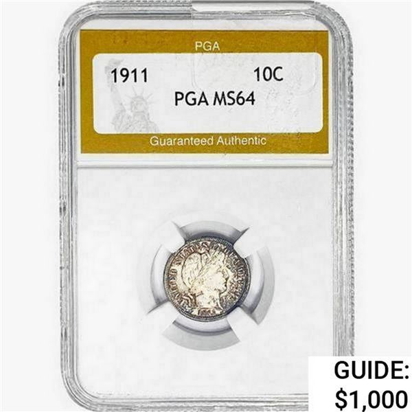 1911 Barber Dime PGA MS64