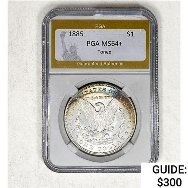 1885 Morgan Silver Dollar PGA MS64+ Toned