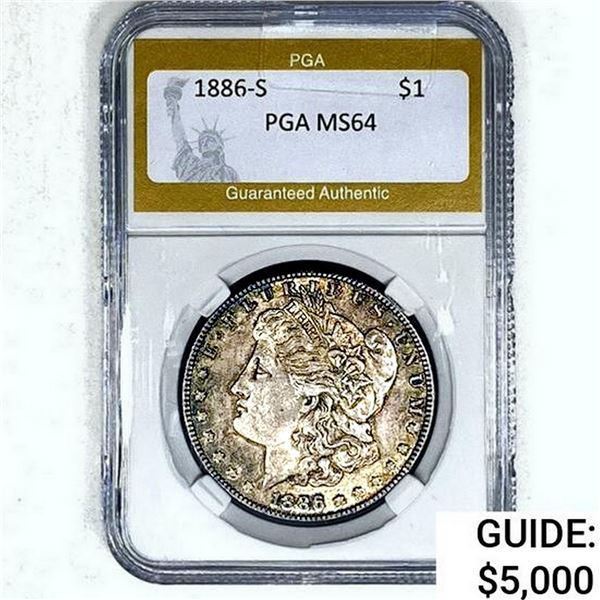 1886-S Morgan Silver Dollar PGA MS64+
