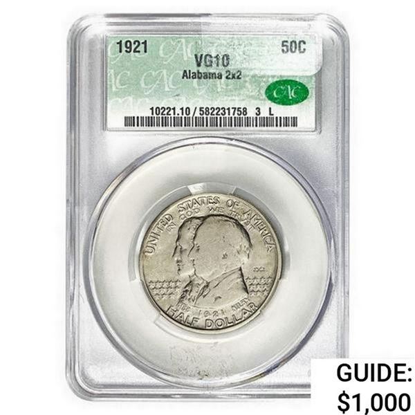 1921 Albany Half Dollar CAC VG10 2X2