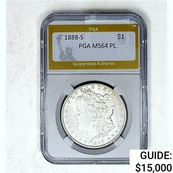 1888-S Morgan Silver Dollar PGA MS64 PL