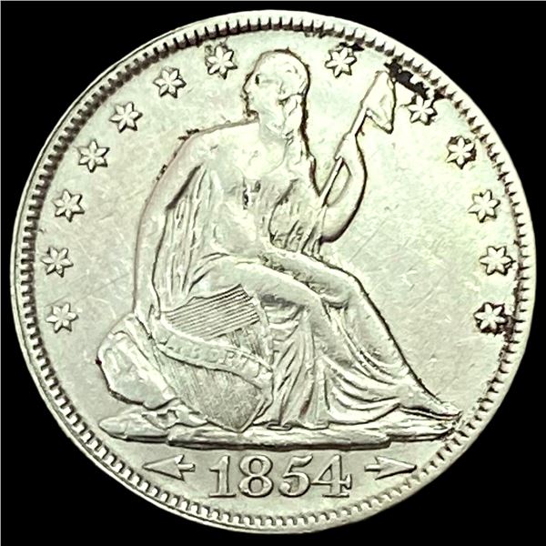 1854 ARROWS Seated Liberty Half Dollar LIGHTLY CIRCULATED