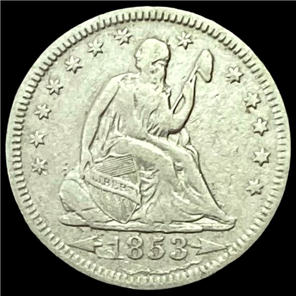 1853-O Arr. Rays Seated Liberty Quarter LIGHTLY CIRCULATED