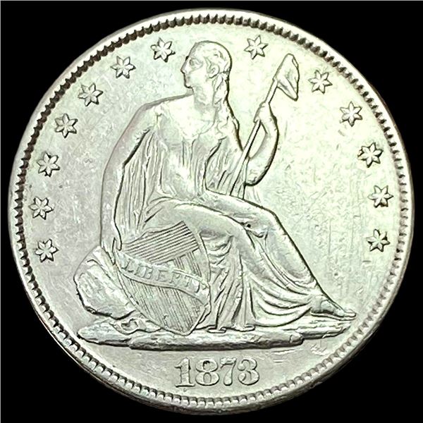 1873 No Arrows Seated Lib Half Dollar CLOSE UNC