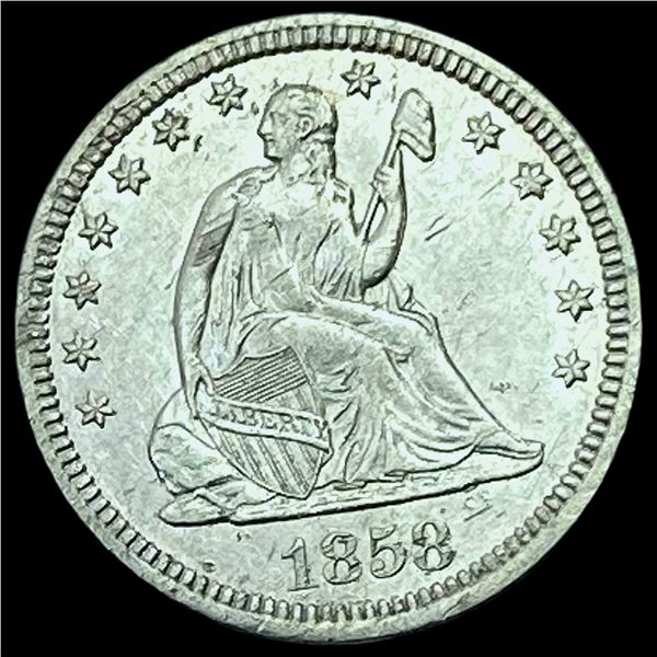 1858 Seated Liberty Quarter CHOICE AU