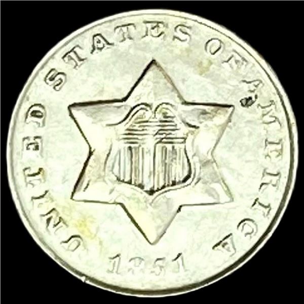 1851-O Silver Three-Cent Piece NEARLY UNCIRCULATED NEARLY UNCIRCULATED