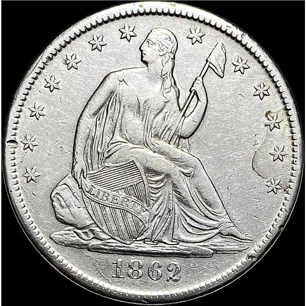 1862-S Seated Liberty Half Dollar CLOSELY UNCIRCUL CLOSELY UNCIRCULATED