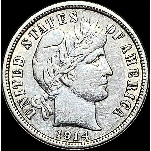 1914 Barber Dime NEARLY UNCIRCULATED
