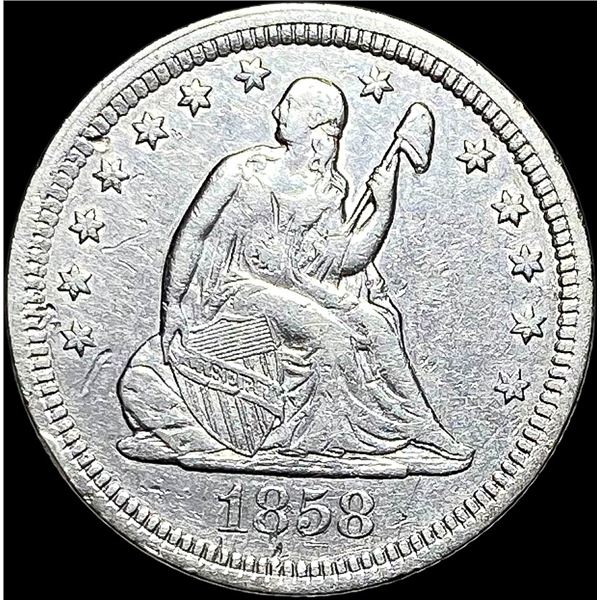 1858 Seated Liberty Quarter NEARLY UNCIRCULATED
