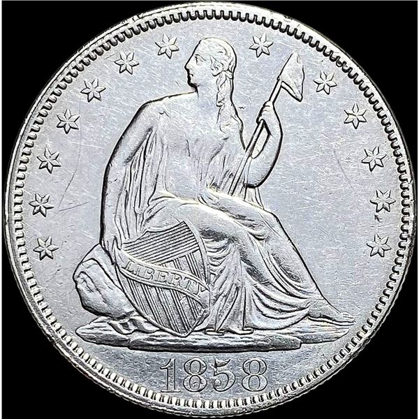 1858 Seated Liberty Half Dollar CLOSELY UNCIRCULAT CLOSELY UNCIRCULATED